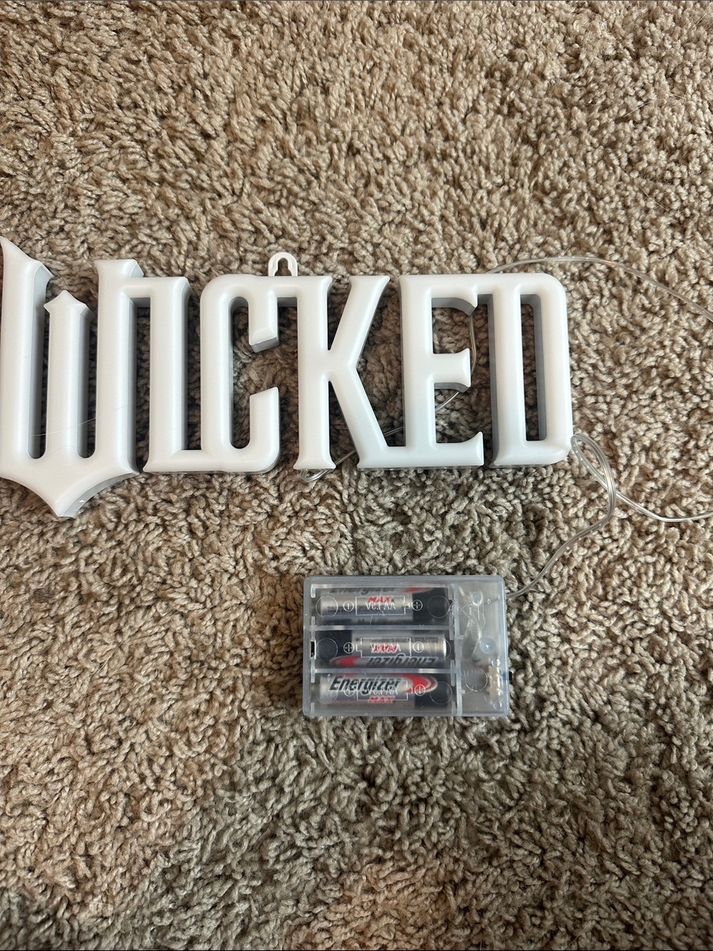 White 'WICKED' Light-Up Wall Decor - Battery Operated